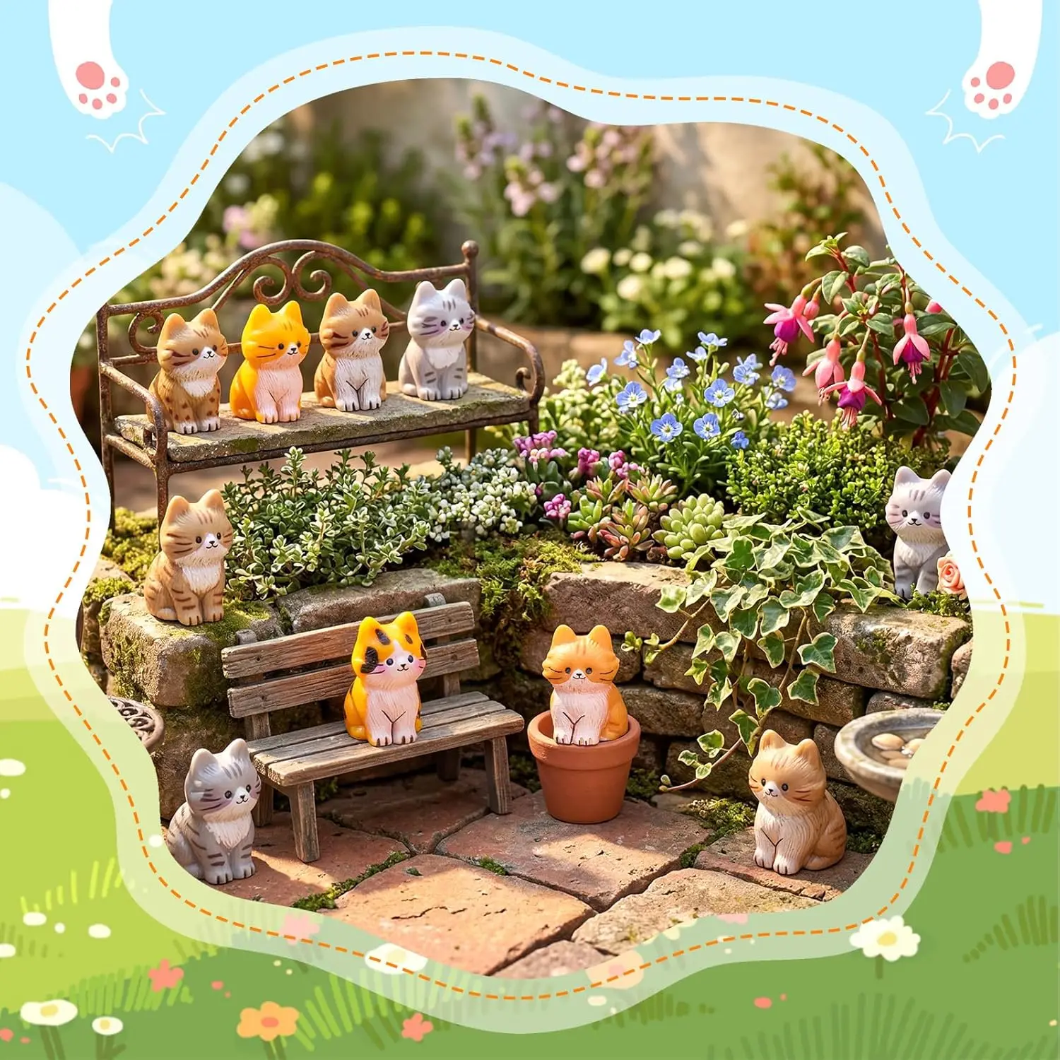 10 Stück Mini-Katzenfiguren aus Harz, Tierstatuen, kleine Kätzchen für Versteckspiele, DIY Feengarten, Desktop-Deko, Haustier-Party-Geschenk – Detail 6