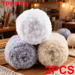 2Pcs Soft Smooth Fleece Yarn Knitting polyester Yarn Thick Thread Fiber Velvet Yarn Hand Knitting Crochet line for DIY Sweater