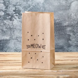 10 pcs Cat Shape Cute Wedding Coffee Shop Bread Bag Kraft Paper Gift Bags Candy Cookie Packaging Bag Boxes Party Natal Favors