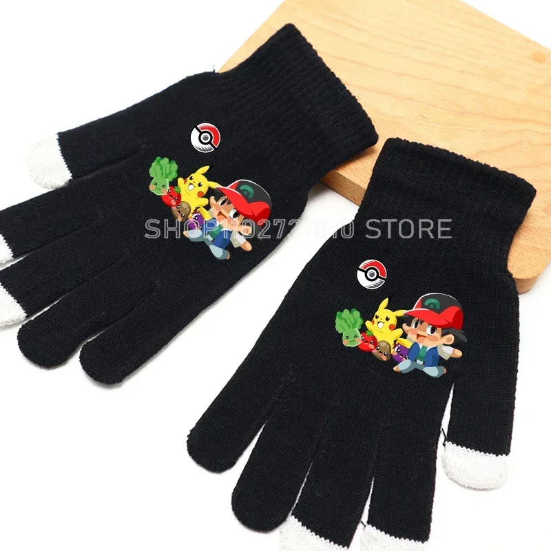 ถุงมือโปเกมอน ฤดูใบไม้ร่วง ฤดูหนาว ถุงมือหน้าจอสัมผัสโทรศัพท์มือถือแบบอุ่น ถุงมือขนสัตว์อุ่น ถุงมือเล่นโทรศัพท์ลายการ์ตูนพิคาชูสุดน่ารัก ของขวัญ