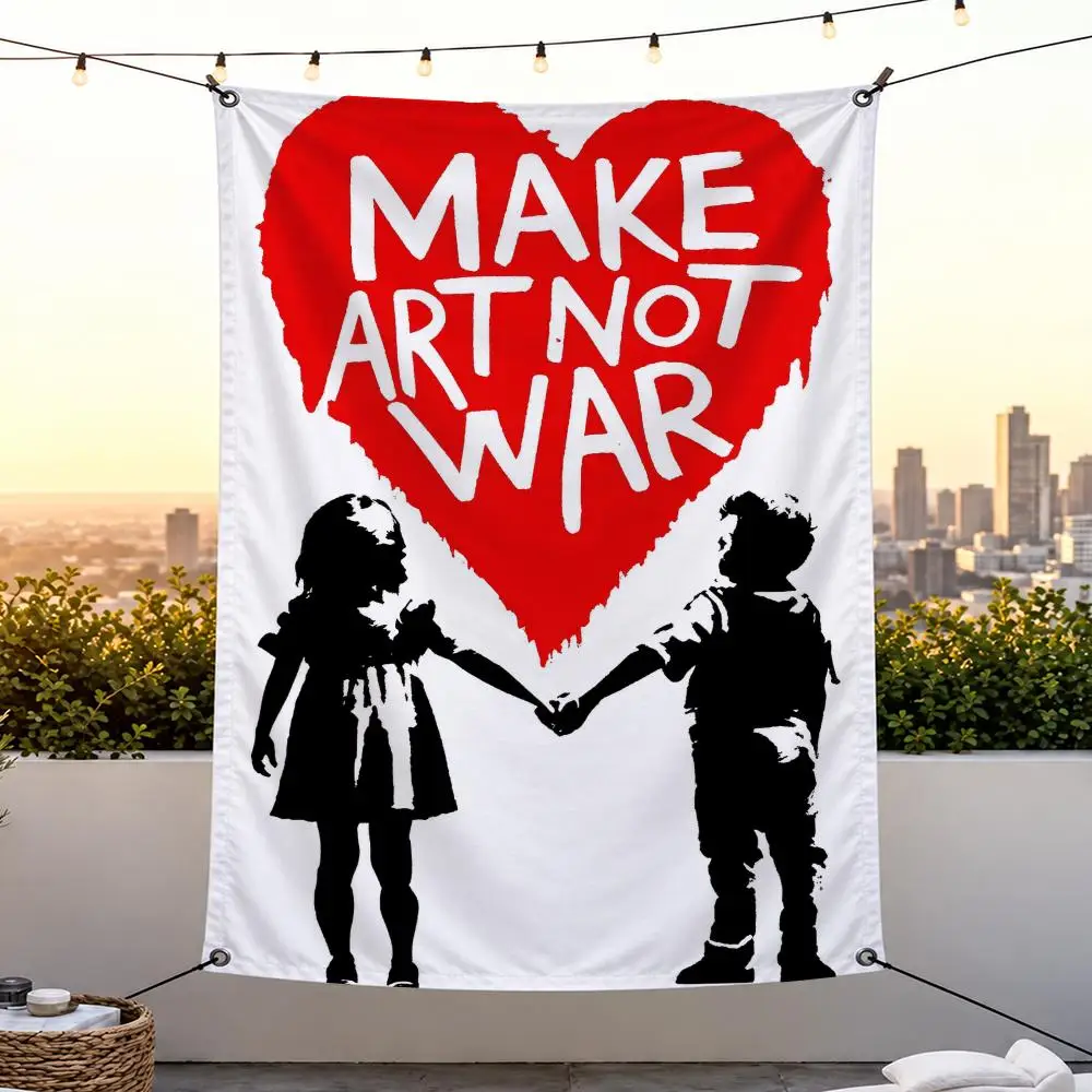 Artist B-Banksy Flags Vertical Wall Hanging for Bedroom Dorm Living Room Party Camping Gift Decoration