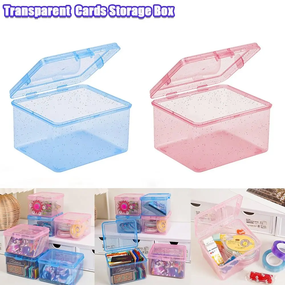 Transparent Plastic Storage Box Rectangular Shape Jewelry Container Collection Box Dust-proof Small Card Holder Cards Box
