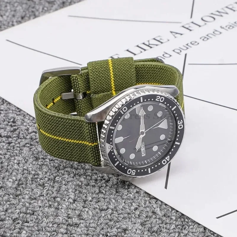 Нейлоновый ремешок для часов 18 мм, 20 мм, 22 мм, 24 мм для Seiko Army, военный тканый эластичный ремешок, быстросъемный браслет, мужские спортивные ремешки для часов