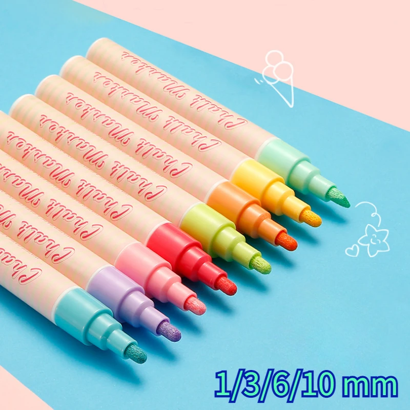 8 color 1/3/6/10mm Liquid Chalk Marker Pens Erasable MultiColor Highlighters LED Writing Board Glass Window Art Marker Pens