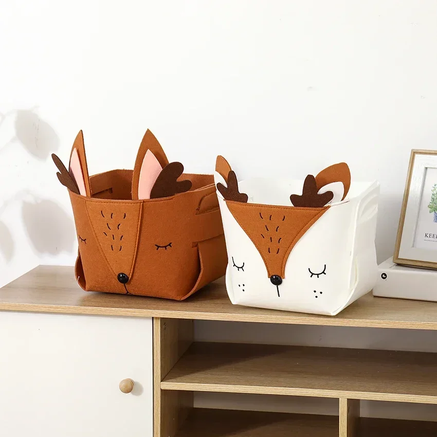 Cute Cartoon Animal DIY Storage Box Felt Fabric Foldable Storage Basket For Nursery Toys Organizers