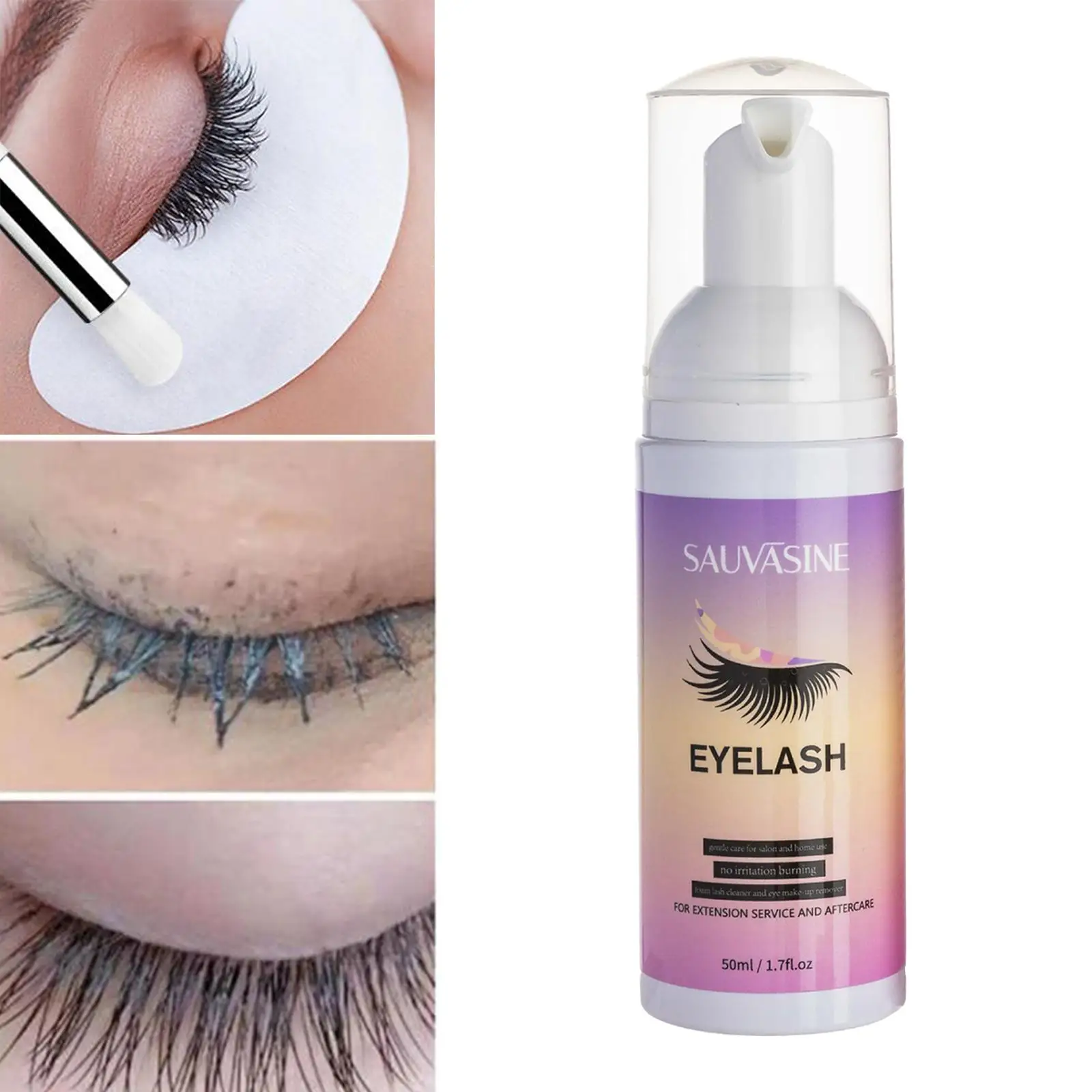 6x50ml プロフェッショナルアイラッシュフォームクリーナーエクステンションシャンプーメイクアップリムーバー