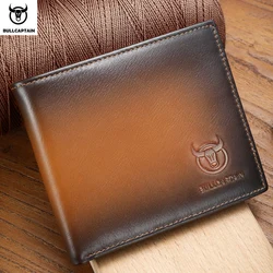 BULLCAPTAIN RFID Blocking Men's Leather Wallet Bifold Slim Wallet Multi-card Card Holder ID Wallet QB 05