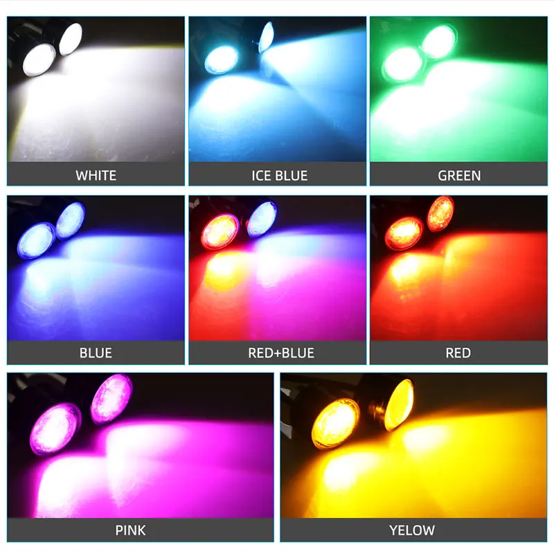 2pcs Motorcycle DRL Daytime Running Light Flash Strobe LED Colorful Eagle Eye Light Motor Fog Lamp Headlight Signal Accessories