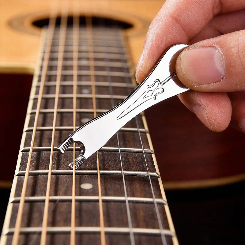 Professional Guitar String Winder Puller Tool, Metal Construction with Wood Handle for Easy String Changes & Guitar Maintenance