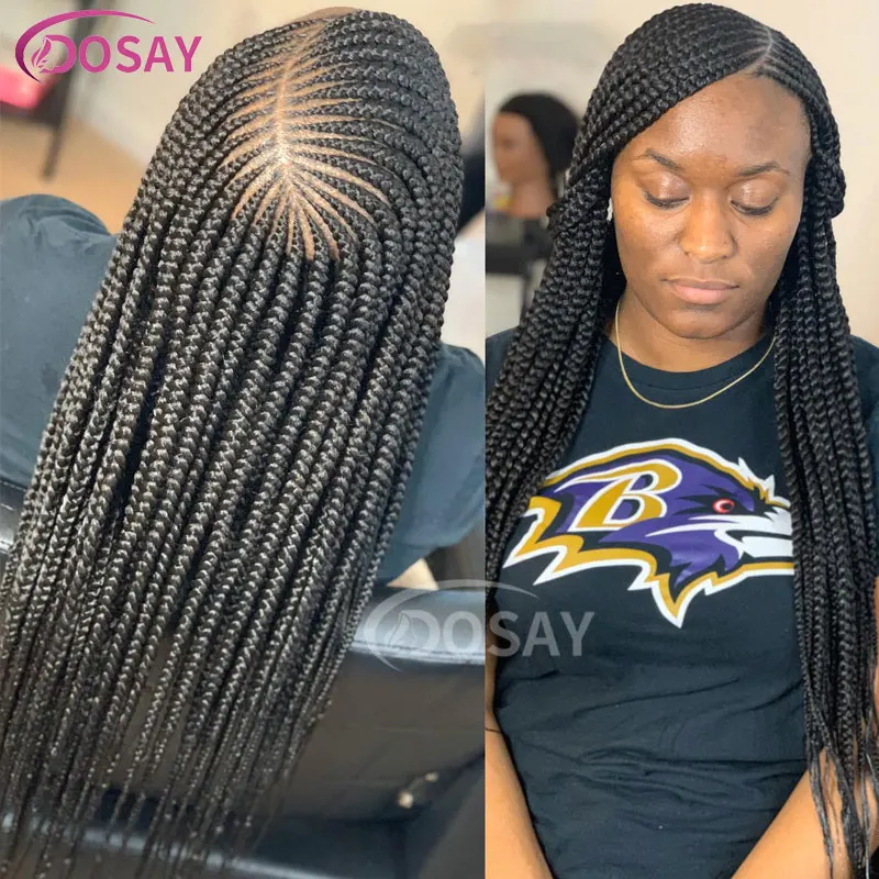 Volle Spitze synthetische Cornrow geflochtene Perücke für schwarze Frauen Twist Braids Perücke mit Babyhaar 36 Zoll Spitze vorne knoten lose Flecht Perücke