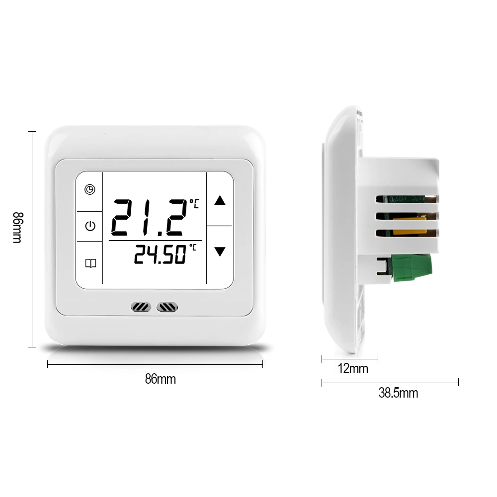 RZ Digital Touch Screen Thermostat Regulator Weekly Programmable Room Floor Heating Thermostat Home Temperature Controller 16A