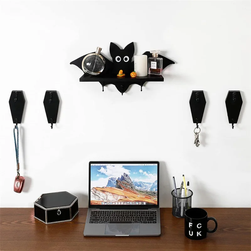Halloween Coffin Wall Hook For Keys Coffin Wall Hook Black Wooden Hanger Gothic Home Decor For Keys Mugs Purse Towel Clothes image 2