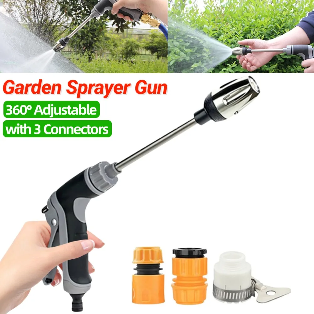 

Садовый опрыскиватель, ручной водяной шланг высокого давления, насадка 360° ° Вращающийся регулируемый пистолет для полива растений, инструменты для мойки автомобилей