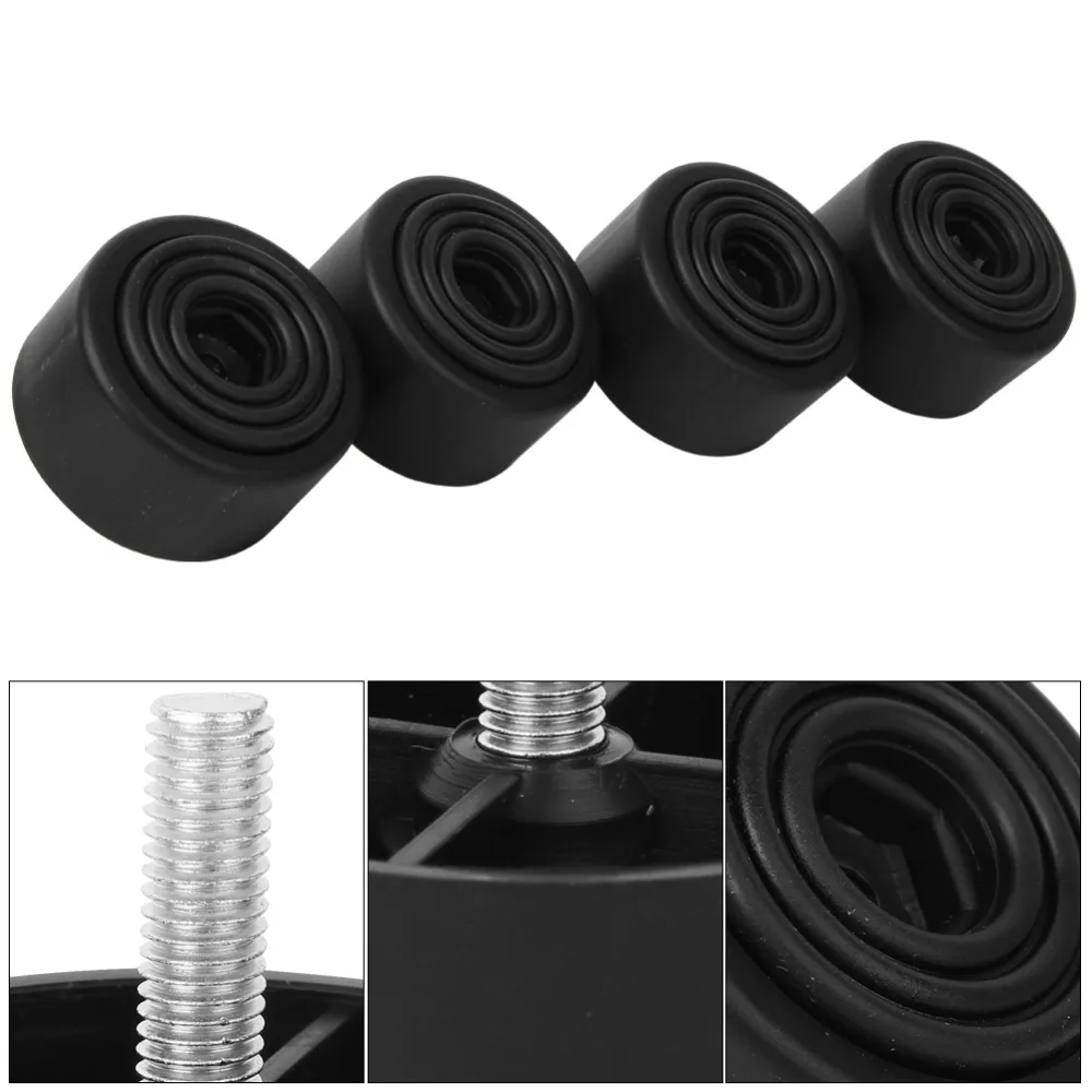 4Pcs Feet Pad M8 Screw Sofa Legs 35mm Height Black Cabinet Leg Round PP Plastic Cabinet Feet Bed Frame