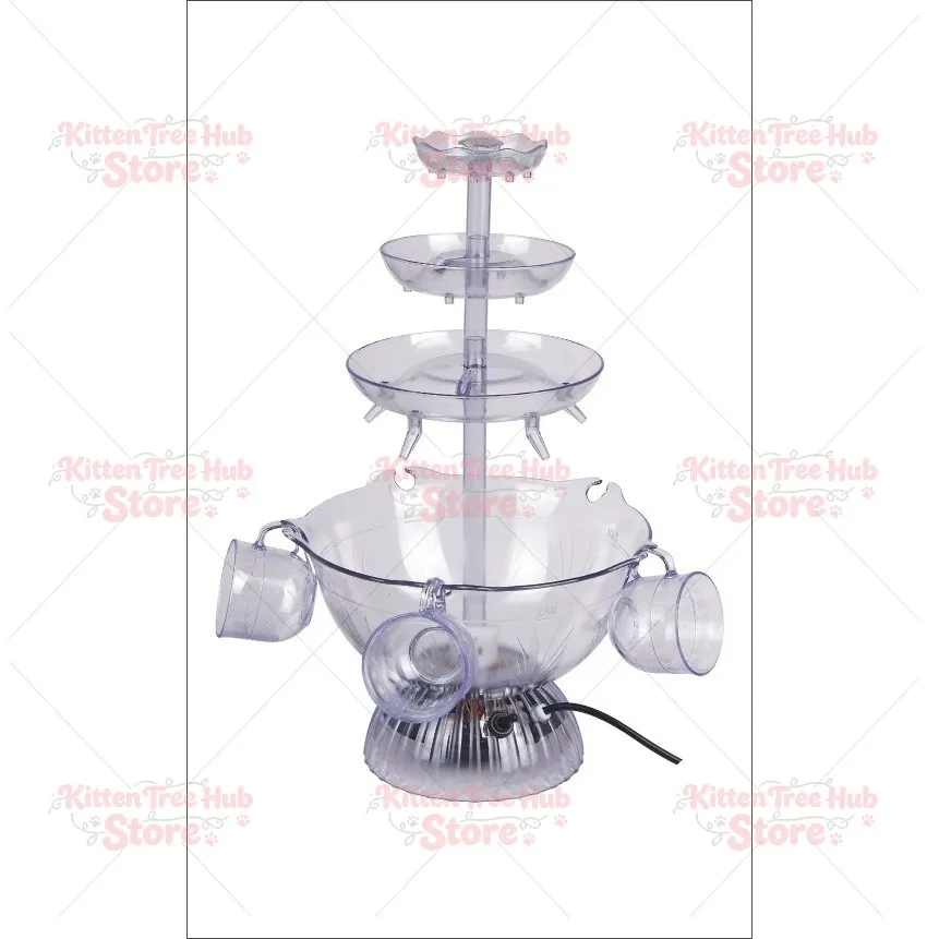3-Tier Electric Cocktail Red Wine Drinking Fountain Beverage Beer Party Fountain With LED Lighted Base Includes 5 Reusable Cupsc