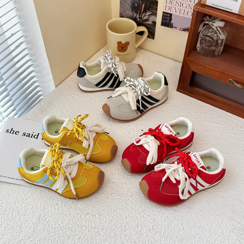 

Spring Sport Shoes For Children Mesh Breathable Ergonomics Kids Sneakers Soft-soled Children's Sneakers Boys Girls Tennis Shoes