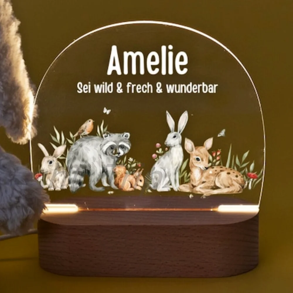 Lámpara de mesa Led creativa de animales, luces de noche acrílicas, luz nocturna para decoración de la habitación del hogar, regalo de cumpleaños