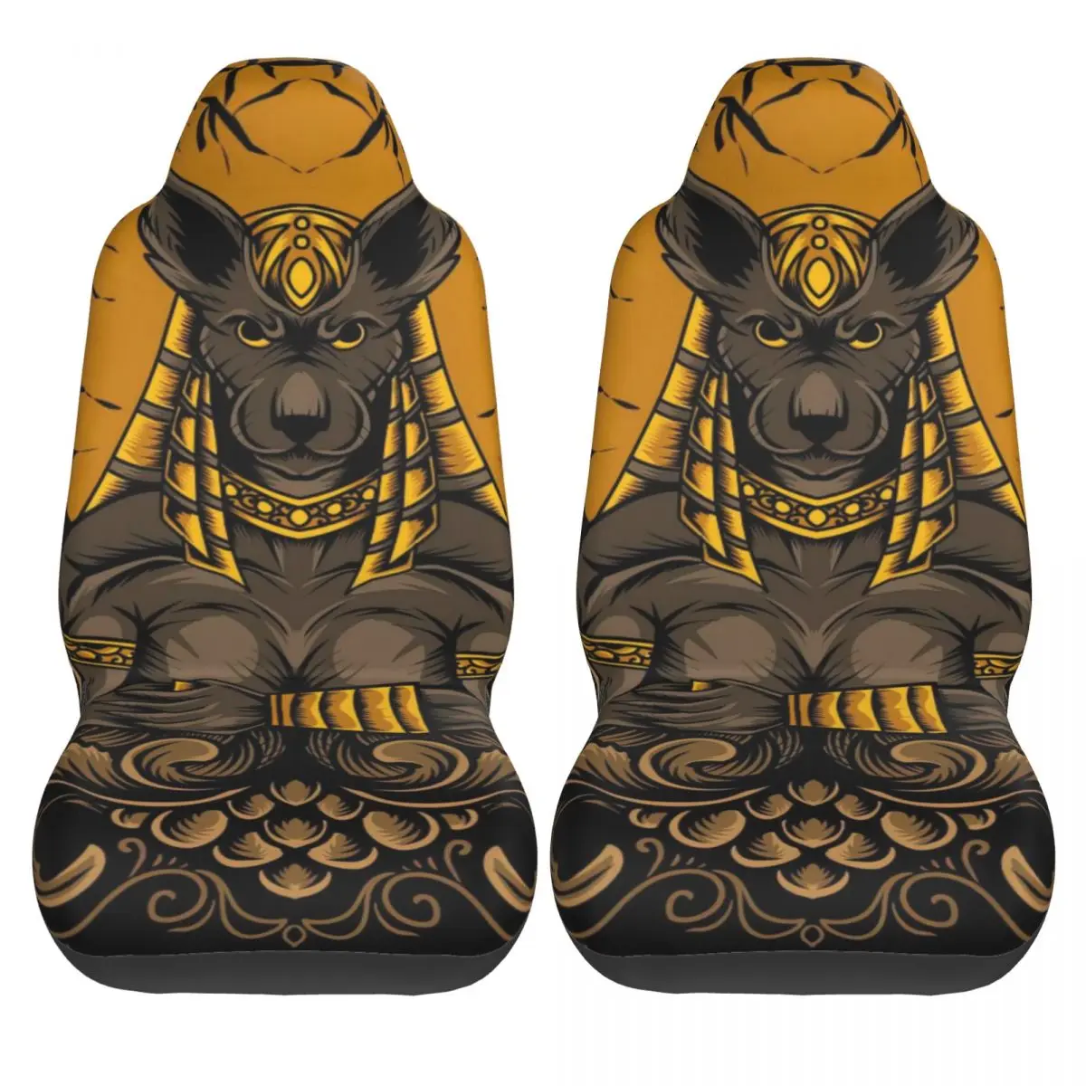 Anubis God With Engraving Ornament Car Seat Cover Custom Printing Universal Front Protector Accessories Cushion Set