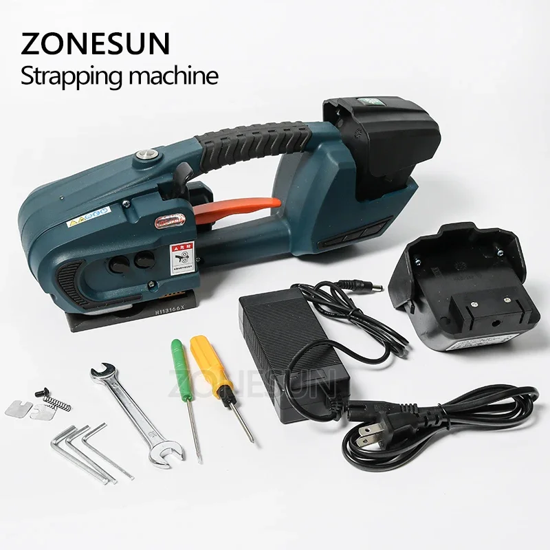 ZONESUN JDC 13 مللي متر-16 مللي متر PET PP أدوات آلة الربط البلاستيكية بطارية تعمل بالطاقة 4.0A/12 فولت آلة حزام البطارية مع 2 بطاريات