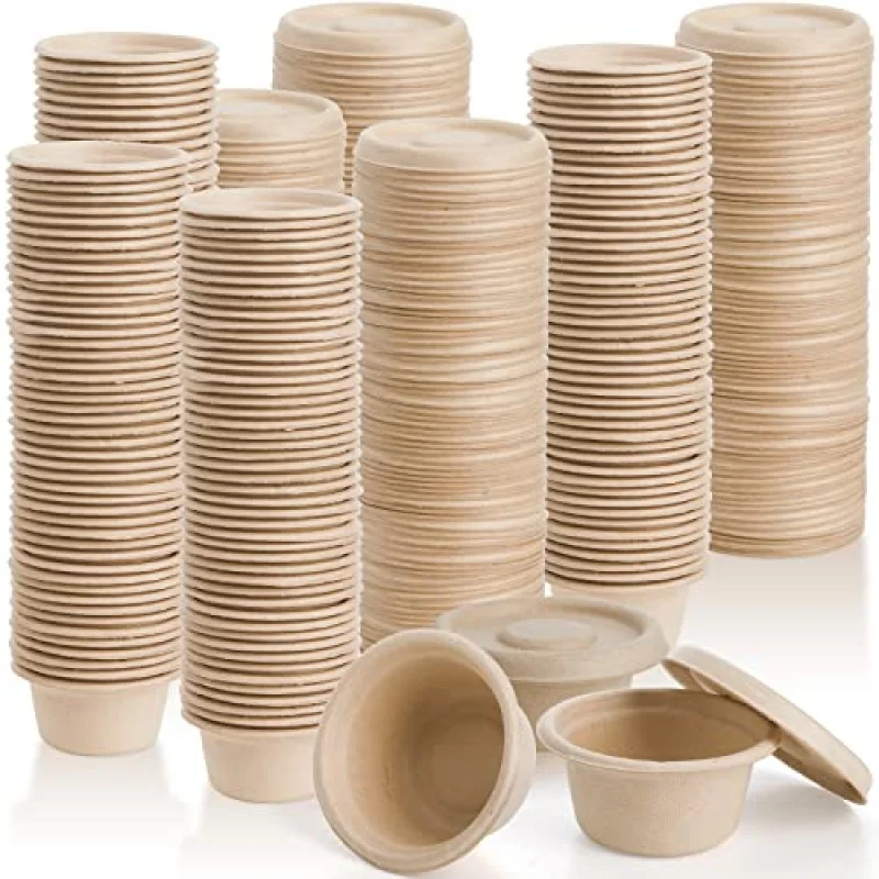 Tasse en carton de pulpe de bagasse avec cuillère à soupe veds Friendly B, tasse de poulet et de canne à sucre, café, 6oz, 8oz, personnalisable, nouveau, 10 pièces