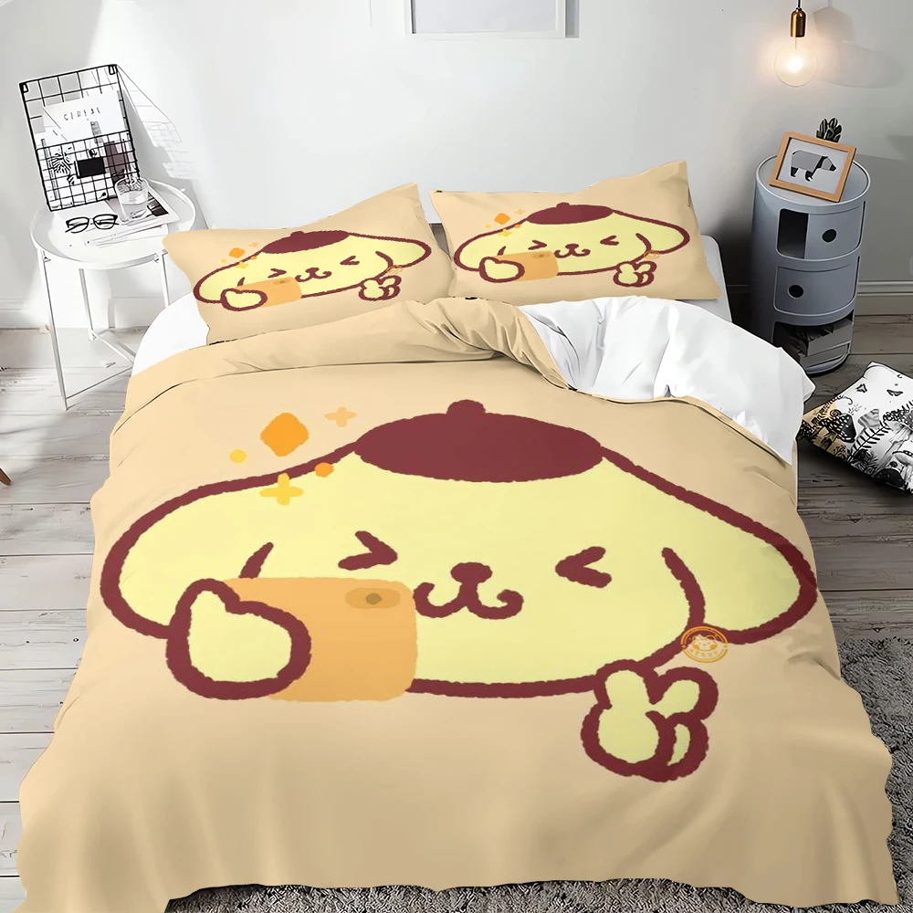 Duvet Cover Pompompurin Single Bed Double Bed King Size Needlework Pillowcase Quilt Cover Multi-piece Bedding Set