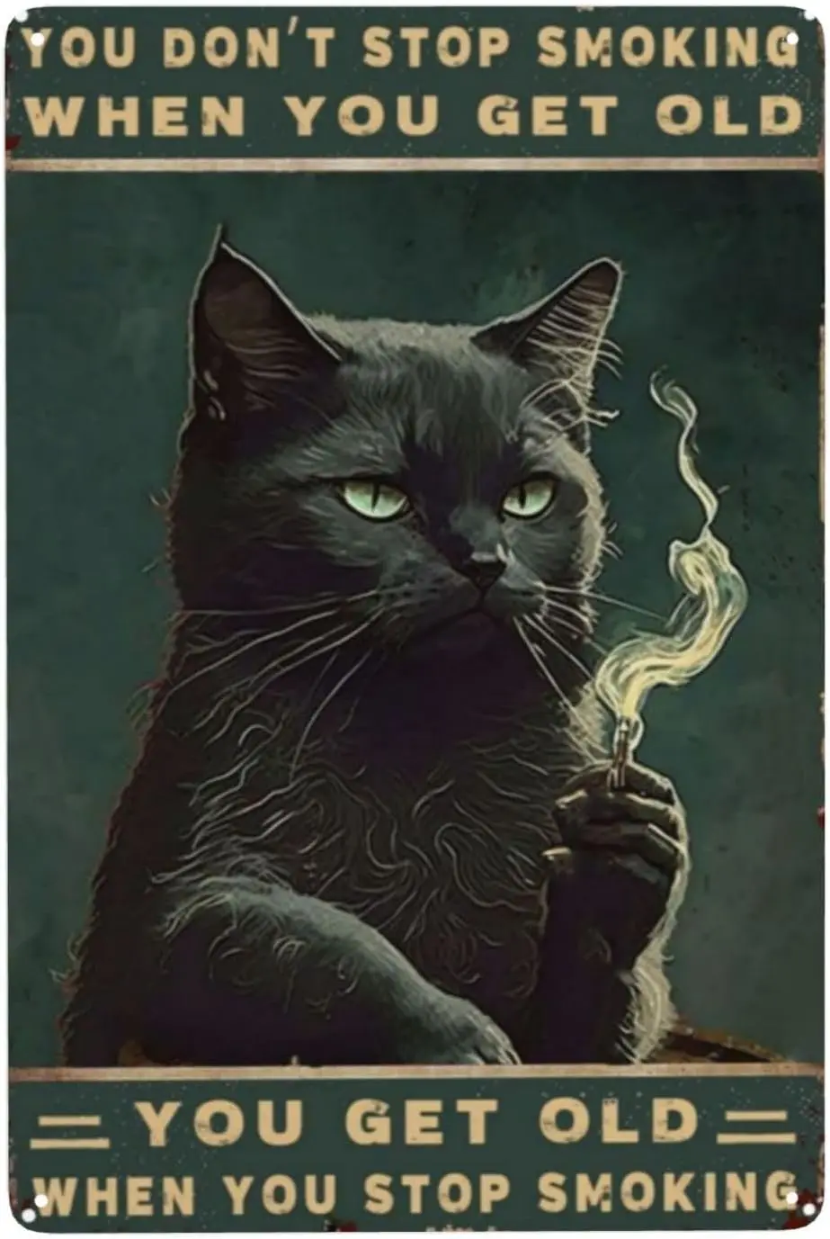 Abstract Cat Tin Sign - 8x12 Inch Vintage Wall Art with Gentle Expressions - Retro Man Cave Bathroom Garden Decor Smoking Warnin