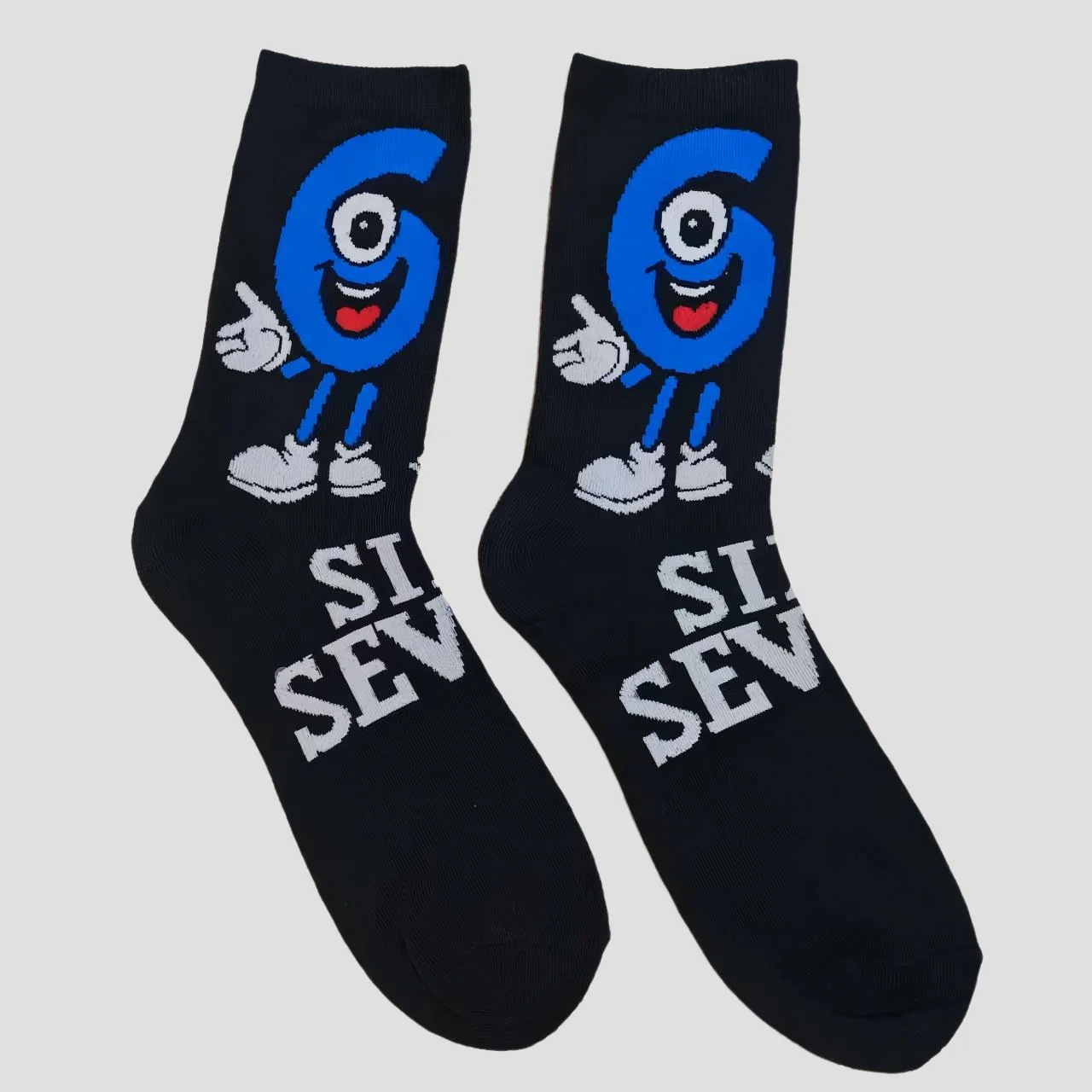 Cross Border New Arrival 67 Cartoon Number Socks Funny Letter Mens Mid Calf Socks