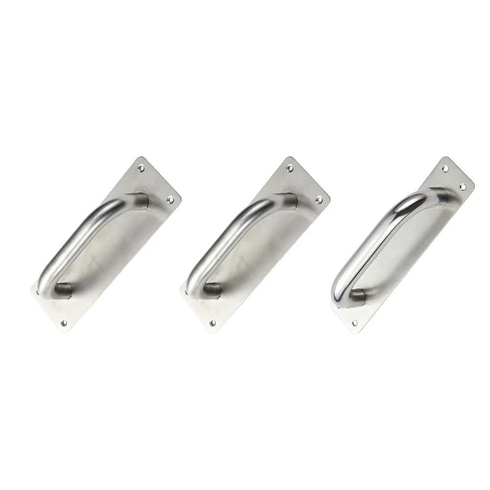 Door Pull Handle 4pcs Stainless Steel Silver Rust Free for Indoor Outdoor Use Fits Glass Wood Composite Fire Doors