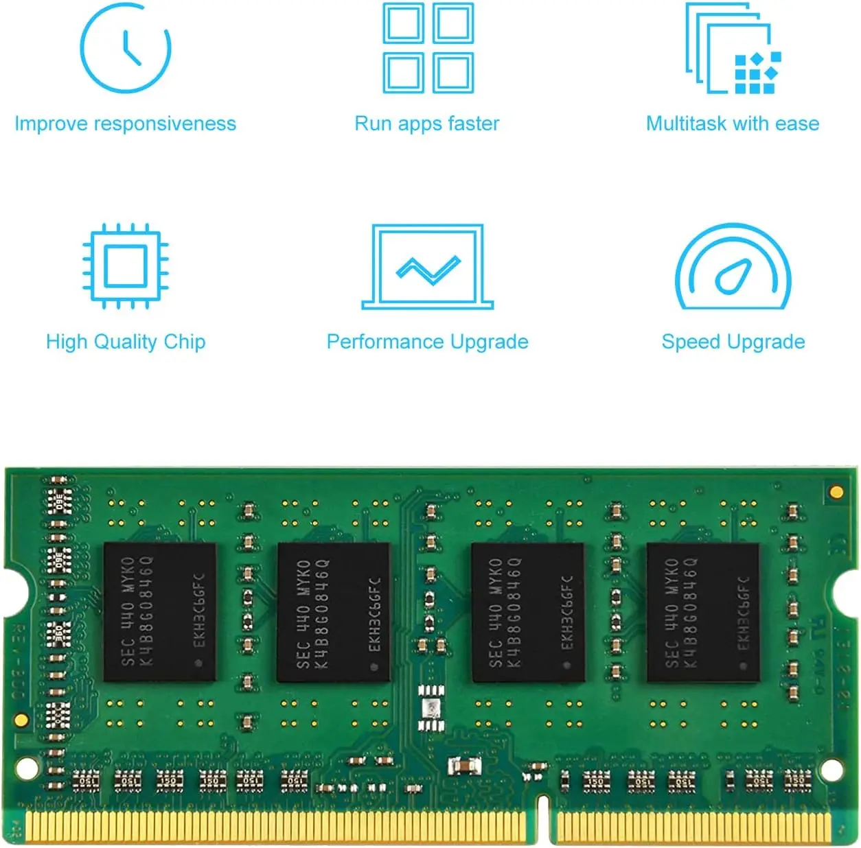 TECMIYO 1 rx8 8GB DDR3L 1600MHz SODIMM memoria per Laptop RAM 1 rx8 DDR3 8GB 1600MHz SODIMM 1.35V PC3L-12800S Non ECC - Green