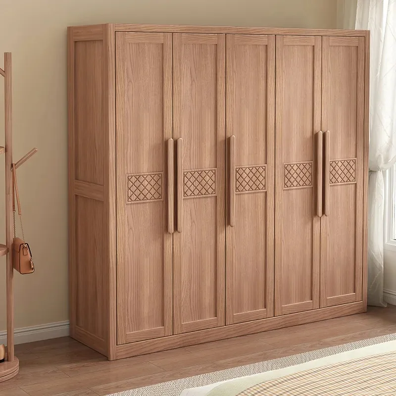 Wardrobe with top cabinet, hanging clothes, multi-storage locker, bedroom opposite door with side cabinet, side cabinet