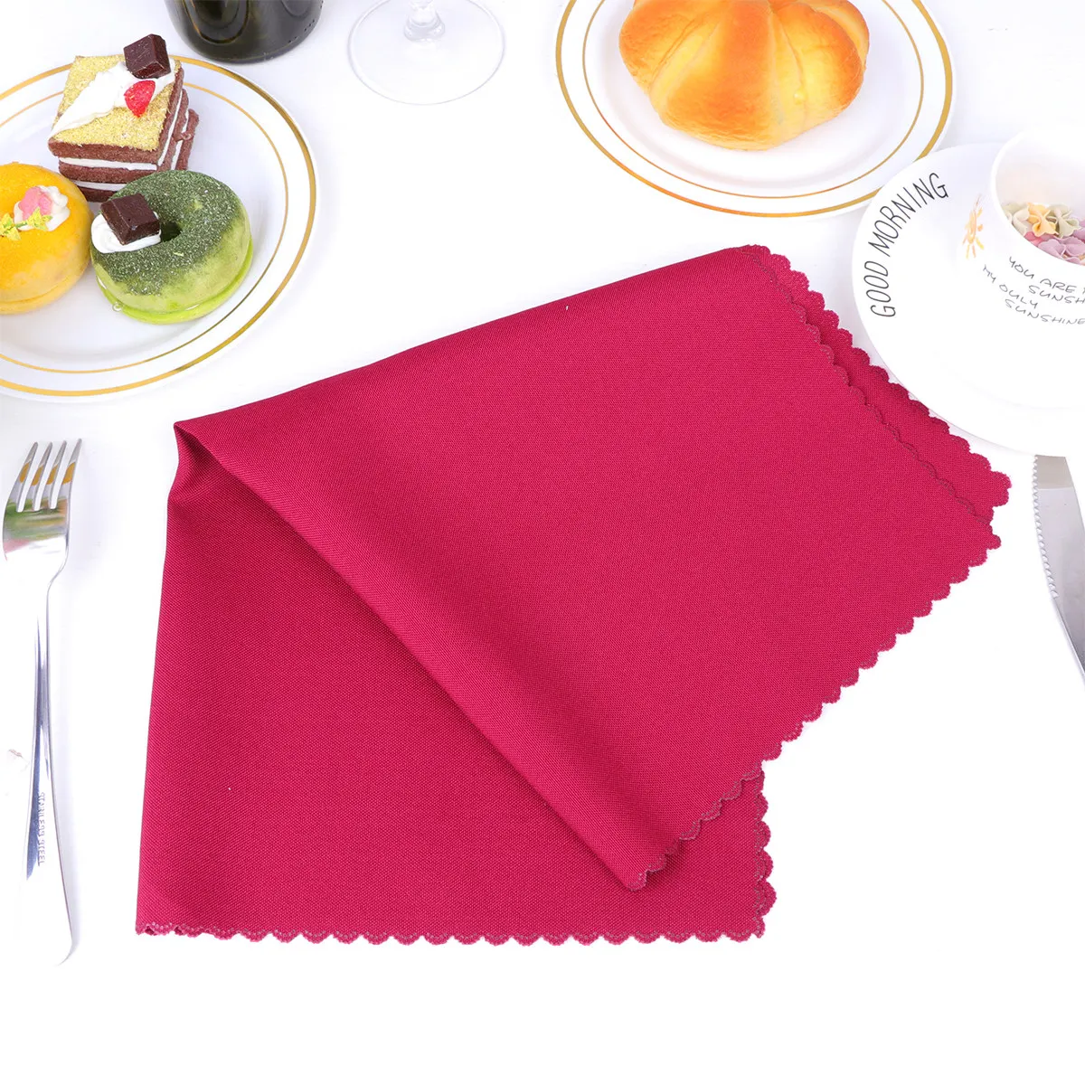 4Pcs Solid Color Napkin Cloth Elegant Dining Table Linen for Home Party Hotel Restaurant Cafe Kitchen Relaxing Meal Atmosphere