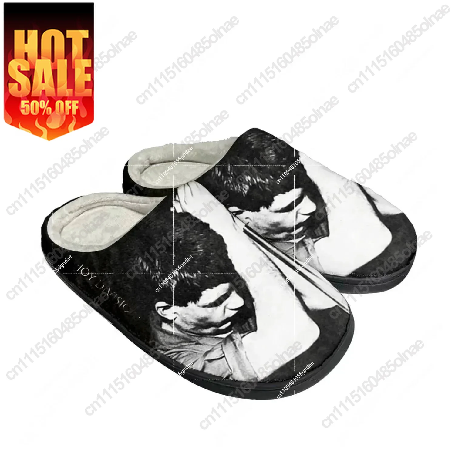 Pantuflas de algodón personalizadas con motivos de la banda de rock Joy Division, para hombre y mujer, sandalias de felpa para el hogar, calzado informal para el dormitorio, pantuflas térmicas para mantener los pies calientes.