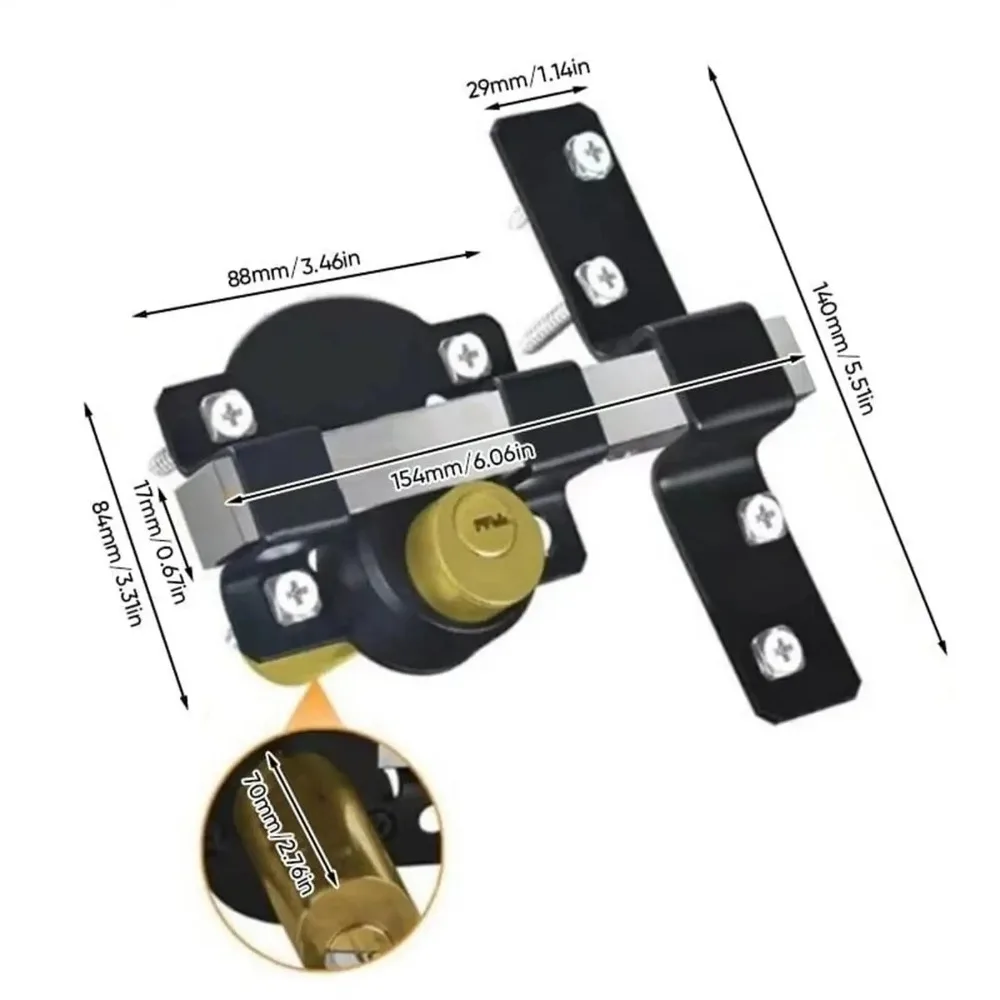 

50mm Size Heavy Duty Door Catch Lock 70mm Size Solid Rod Barrel Bolt Multiple Sizes Thickened Rod Swing Door Lock Household Use