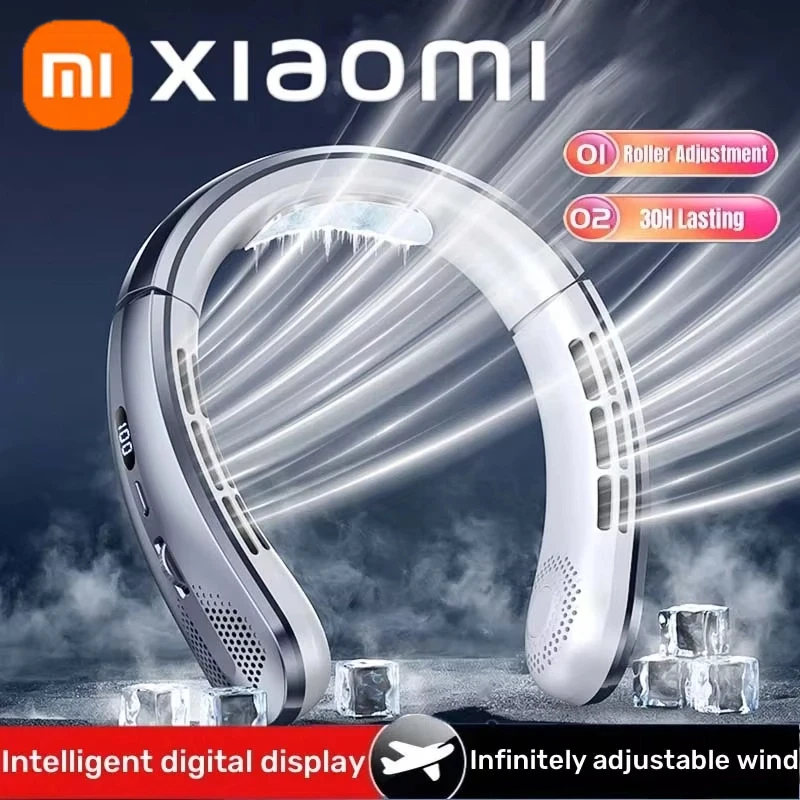 

Xiaomi 8000 мАч USB подвесной вентилятор на шею портативный безлопастной мини перезаряжаемый бесшумный светодиодный цифровой дисплей электрические вентиляторы воздухоохладитель 2025