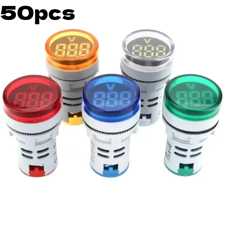

22mm AD16-22DSV Round Digital Voltmeter AC 60-500V Mini Voltage Meter LED Digital Display Voltmeter Indicator Light Pilot Lamp