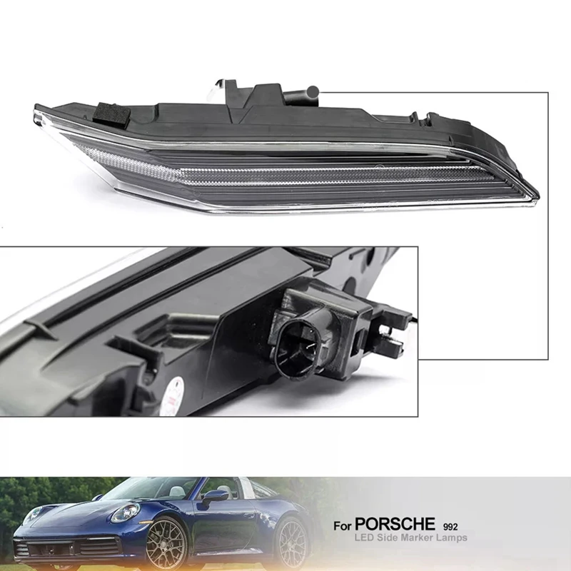 Автомобильный прозрачный линз с последовательностью светодиодный боковой габаритный фонарь для Porsche 911 992 2019 + европейский стиль 992953041 C 992953042 C