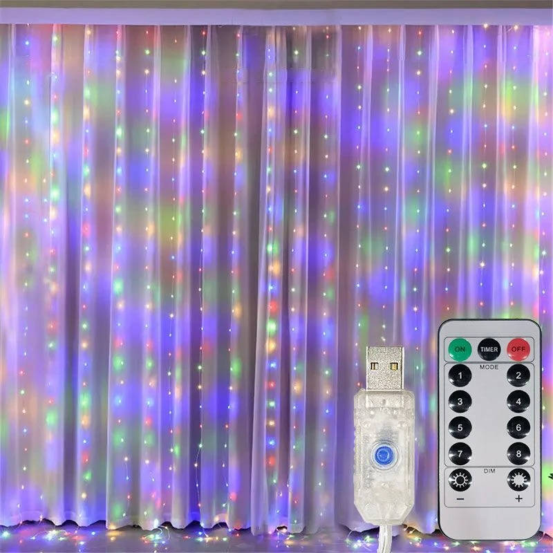 Imagem -03 - Usb Curtain Led Lights Indoor Waterfall Fairy String Lights Bedroom Lights Decoração Casamento Festa de Natal Feriado m m 6m