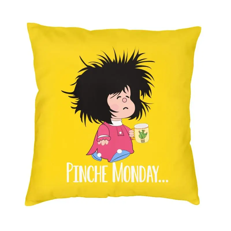 Pinche Monday Funny Mafalda Square Pillow Cover Home Decorative Quino Argentina Comic Cushions Throw Pillow for Sofa Printing