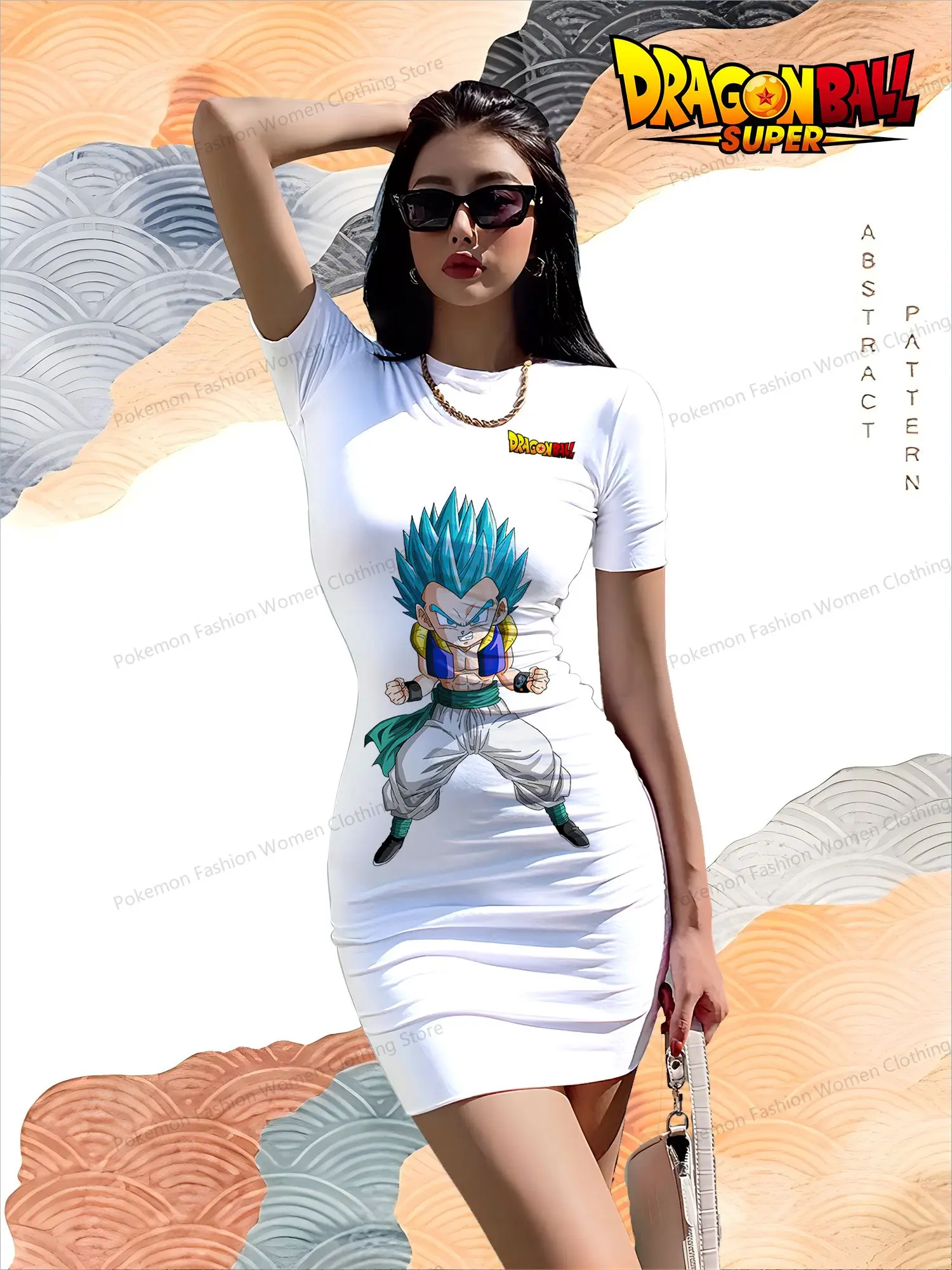 Women's Short Sleeved Hip Dresses Kakarotto Dragon Ball Summer Dress Dames 2024 S-3XL Boho Youthful Woman Clothes Y2k O Neck