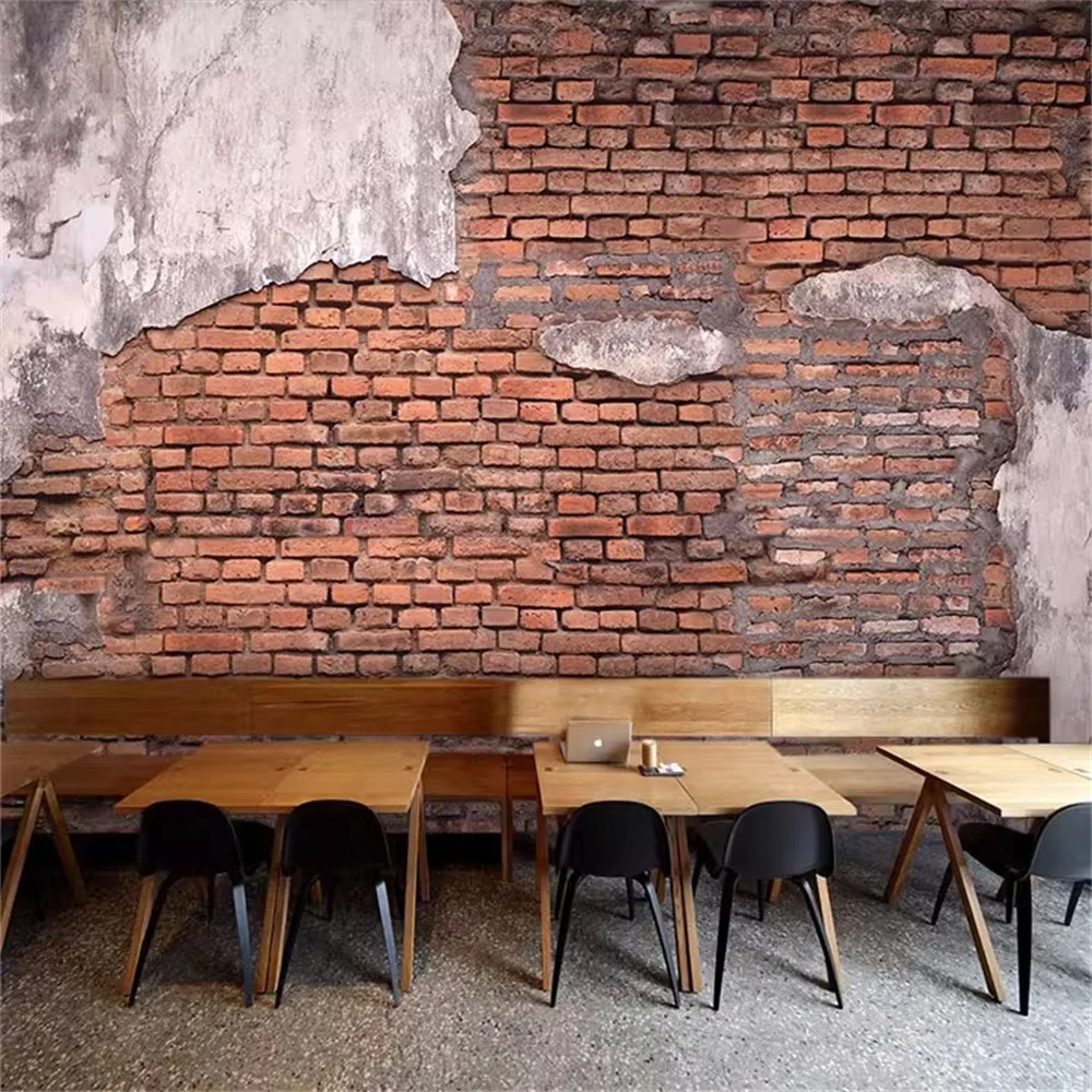 custom Mural Wallpaper 3D Retro Cement Fresco Restaurant Cafe TV Background Wall Decor 3D Wallpapers for living room Stickers