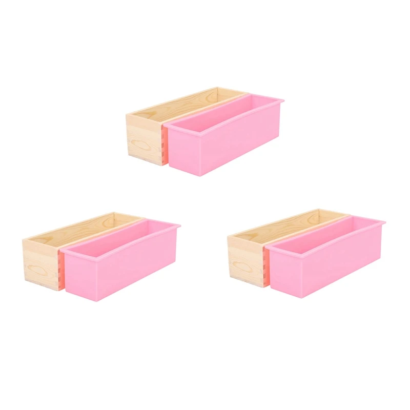 3X 1200G DIY Soap Wooden Soap Mold Box Silicone Liner Rectangular Loaf Swirl Soap Mold Tool DIY Soap Candle Mold