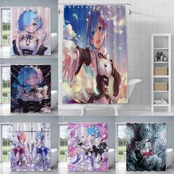 Shower Curtain Waterproof Polyester Fabric Paint Colorful Bath Curtains Re Zero Anime RGB Pc Gamer Home Bathroom Decor With Hook