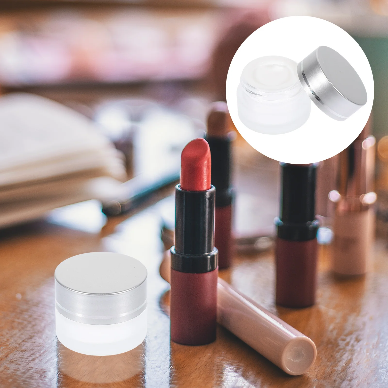 

10Pcs Small Round Cream Bottle Empty Glass Container for Travel Makeup Lotion 5G Durable Portable Transparent Cream Empty Bottle