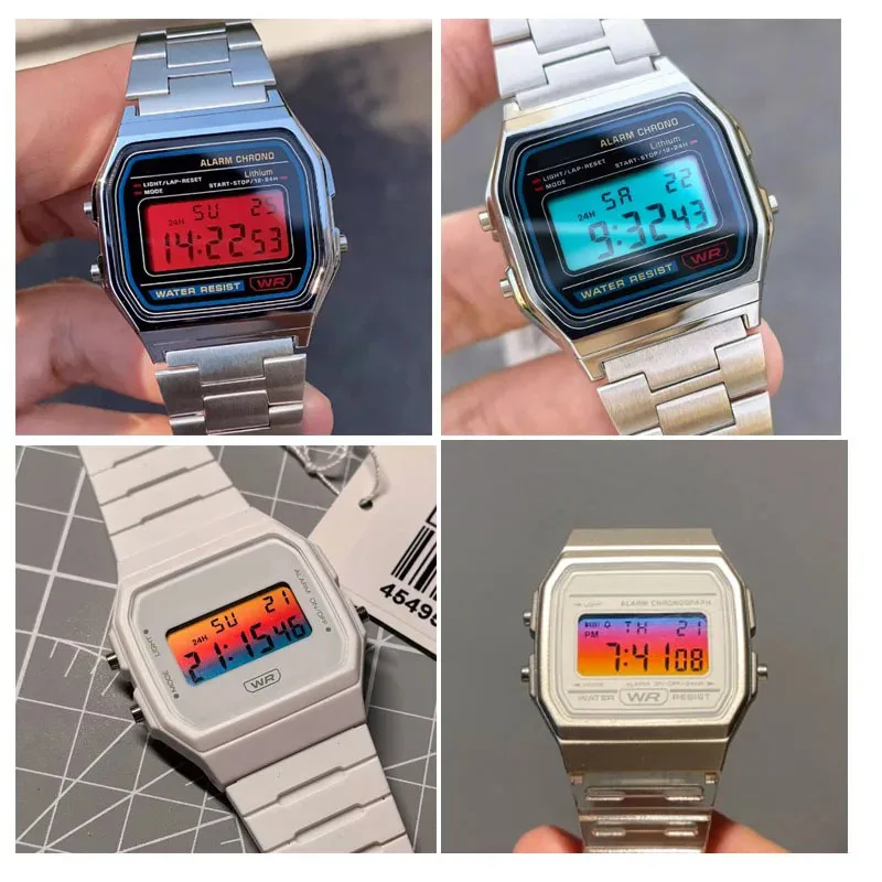 Stickers Rainbow Gradient Display Screen Coating For Casio Film F-91W/A158W/A159W Series Screen Refit F91 A158 Screen Coating