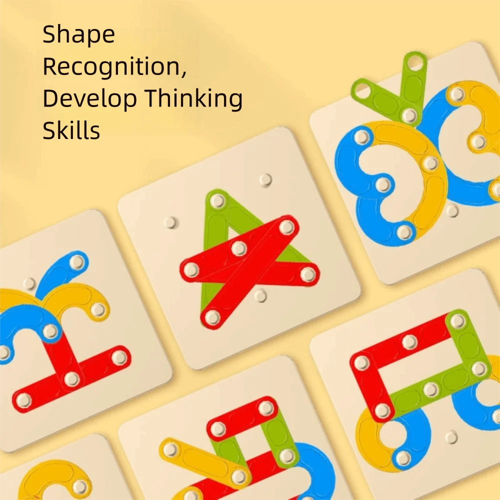 Variable Shape Matching Column Game Jigsaw Board Intelligence Puzzle Geometric Column Set 3D Puzzle Game DIY Handmade