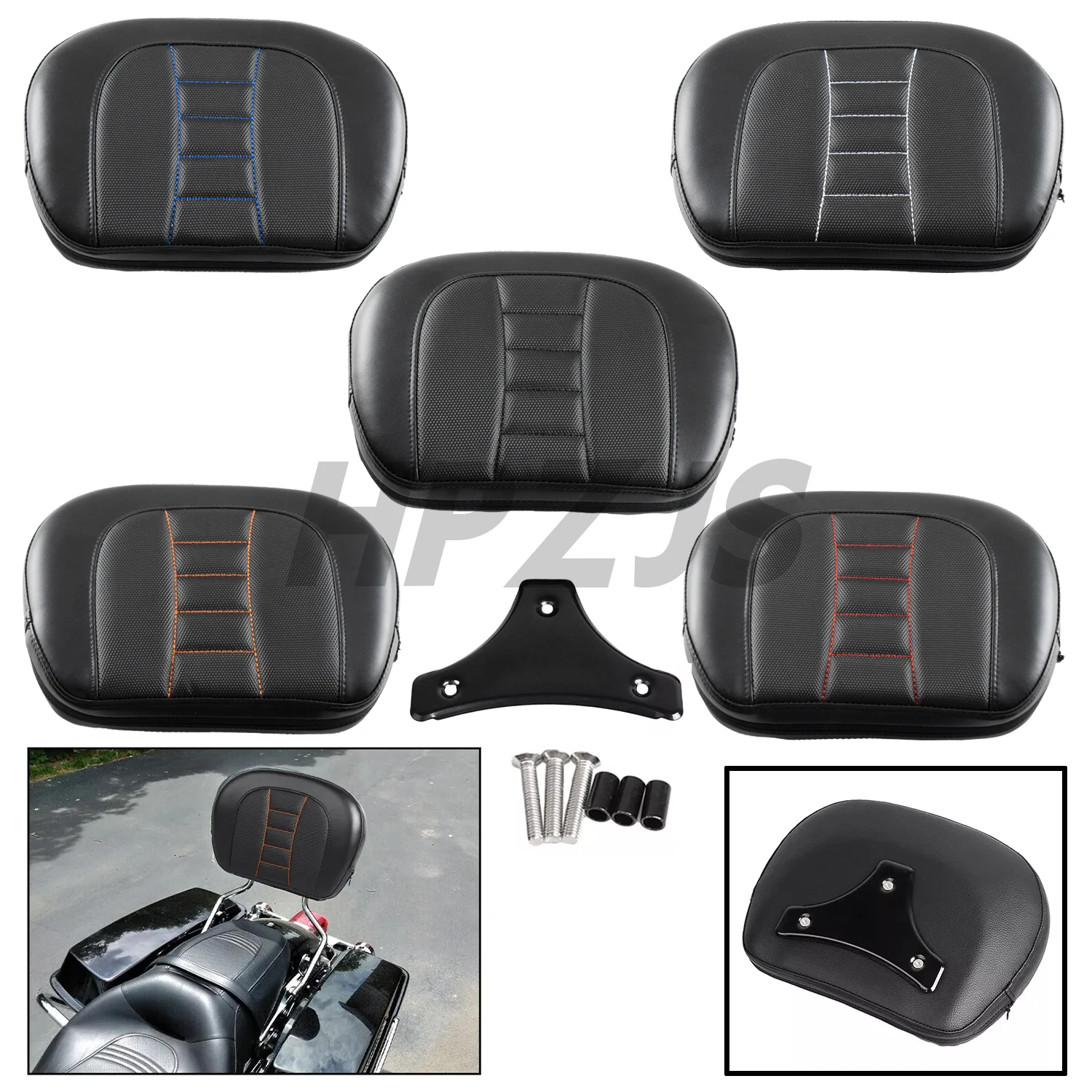 

Мотоциклетная пассажирская спинка Sissy Bar, черный кронштейн для Harley Touring CVO Street Bob Road King Electra Glide 1997-2024