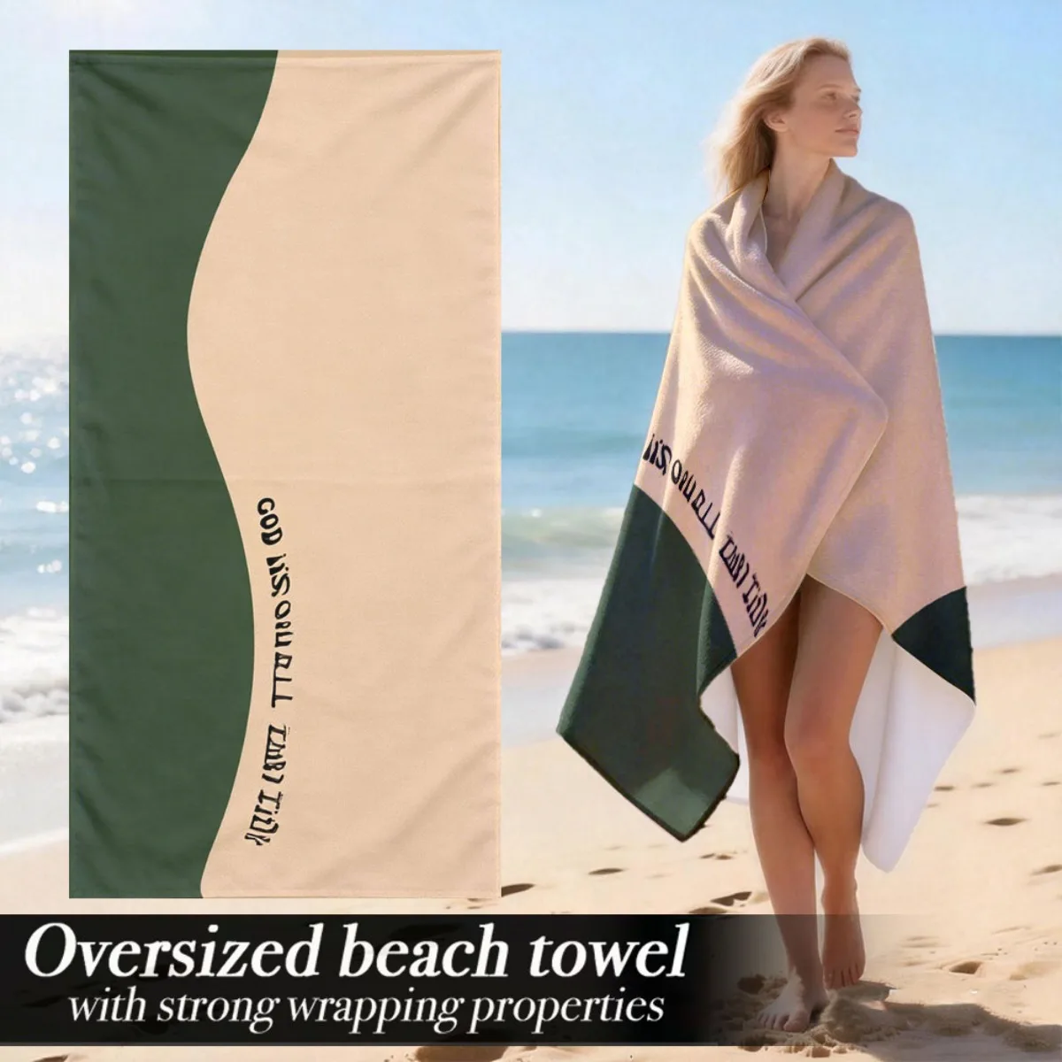 Minimalist Color Block Letter Beach Towel Patterned Sunscreen And Windproof Suitable For Swimming Pool Camping Travel Blanket