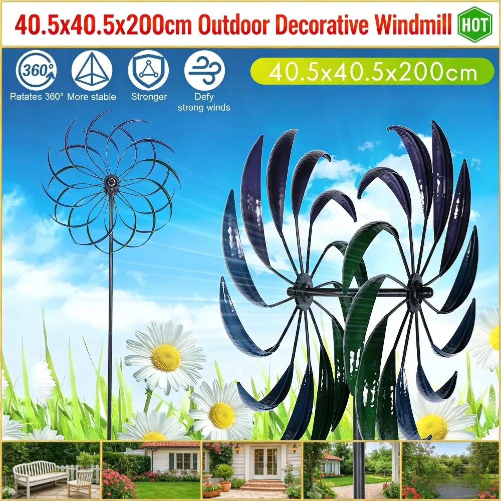 

Двухслойная железная ветряная мельница Rainbow Yard, 78 дюймов, герметичные подшипники с регулируемой высотой, устойчивые к ржавчине, устойчивые к атмосферным воздействиям, уличный декор