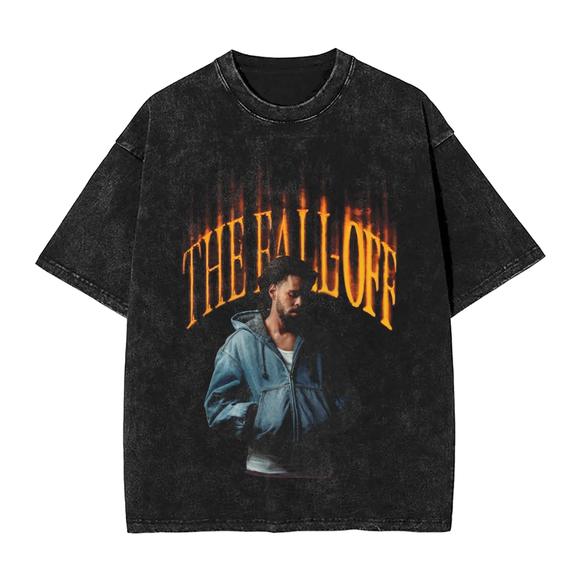 Harajuku Washed Shirts J Cole The Fall Off 2026 Tour Merch Vintage T-Shirts Oversize  Streetwear Short Sleeve Summer Tops Tees