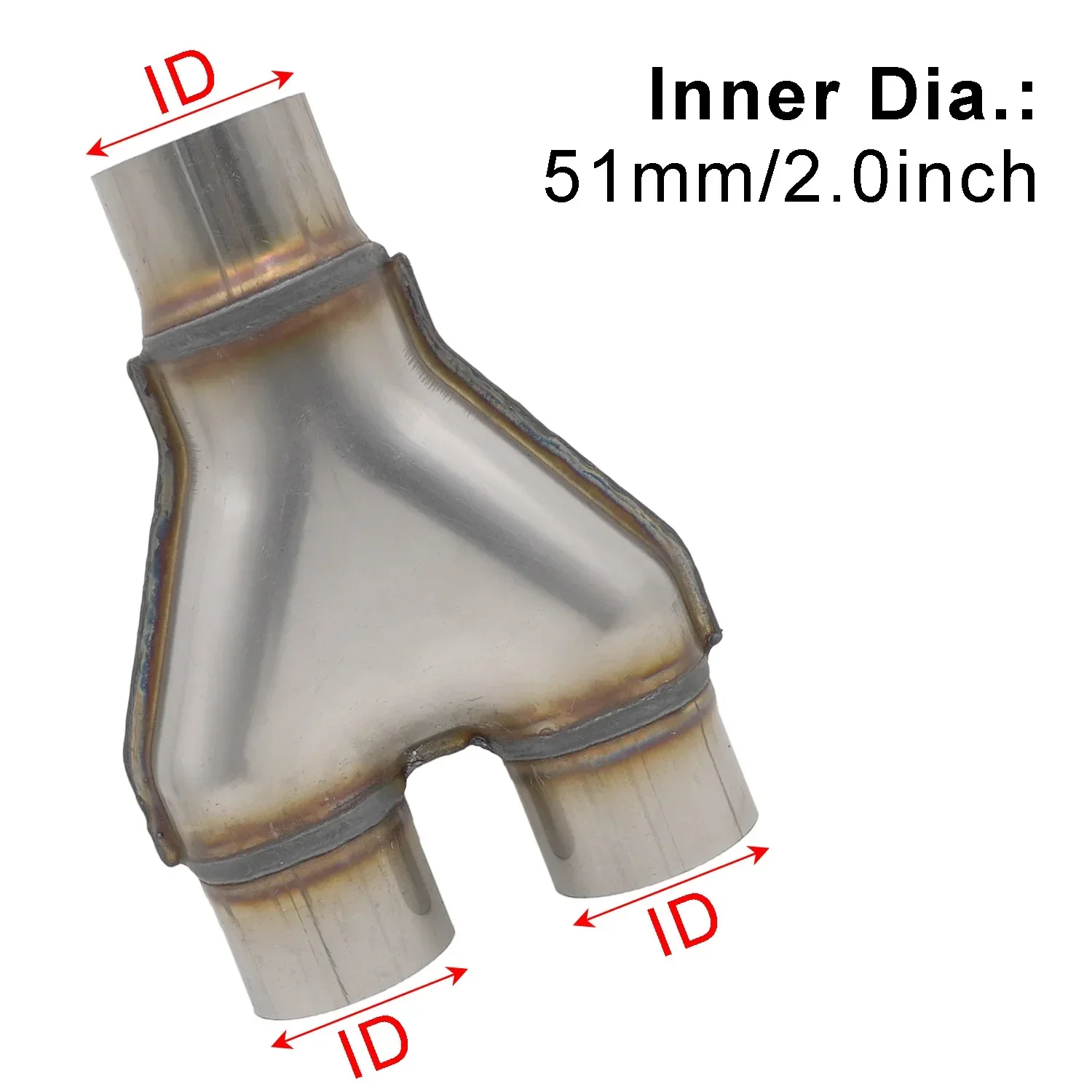 Automobile 409 stainless steel exhaust pipe modified Y-type tee H X-type four-way connecting pipe 51 57 63 76MM